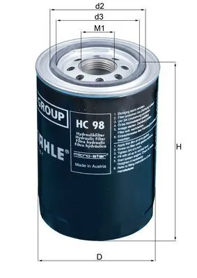 Filtre, système hydraulique de travail KNECHT HC 98