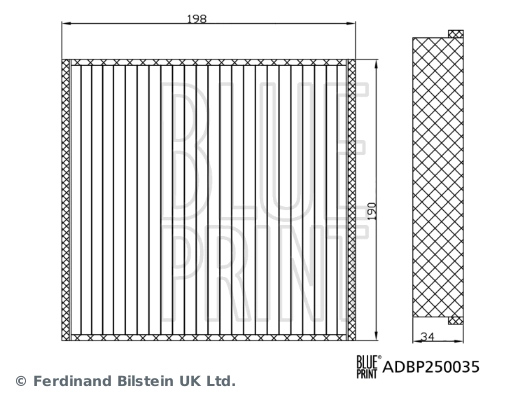 Filtre, air de l'habitacle BLUE PRINT ADBP250035
