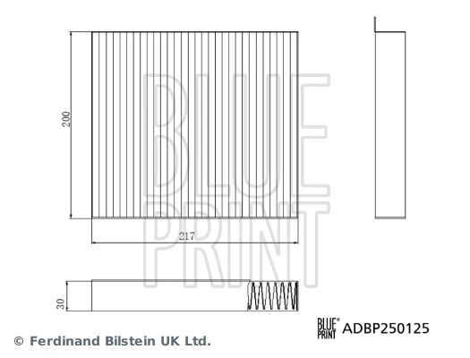 Filtre, air de l'habitacle BLUE PRINT ADBP250125