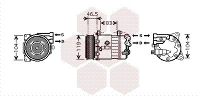 Compresseur, climatisation VAN WEZEL 4000K326