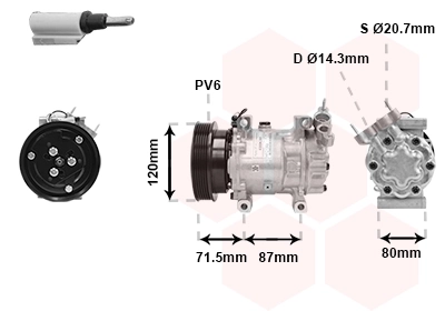 Compresseur, climatisation VAN WEZEL 4300K281