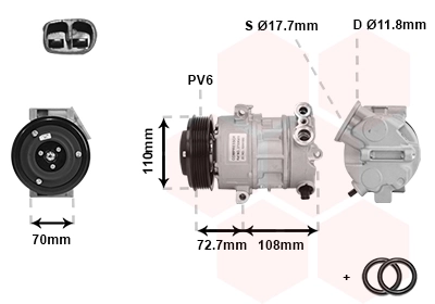 Compresseur, climatisation VAN WEZEL 3700K419