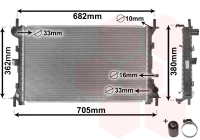 Van Wezel 18002264 — Радіатор охолодження двигуна FOCUS 14/6/8 MT +AC 98-05 (Van Wezel)
