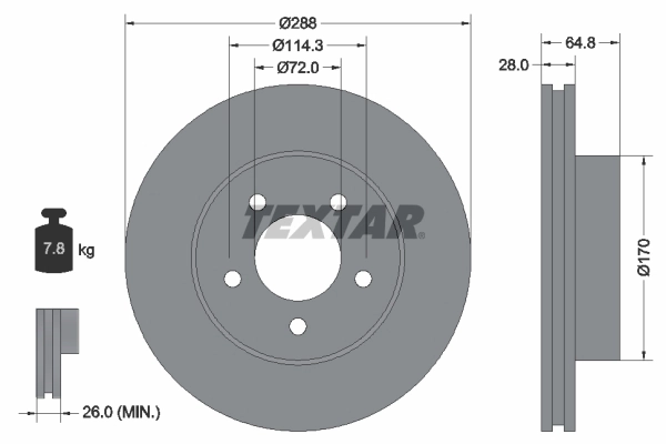 Disque de frein TEXTAR 92119705