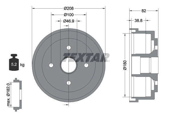 Tambour de frein TEXTAR 94032400