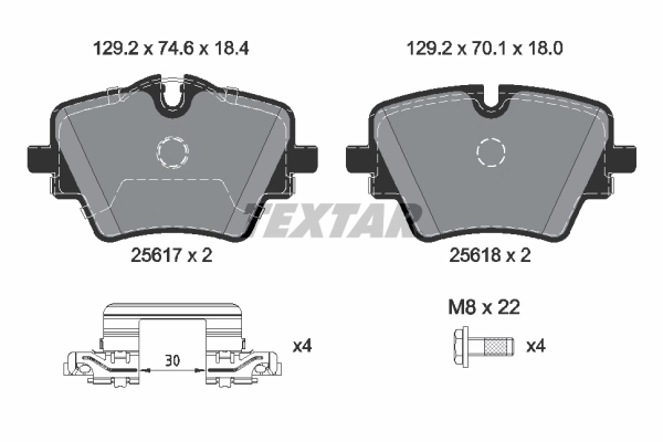Kit de plaquettes de frein, frein à disque Textar