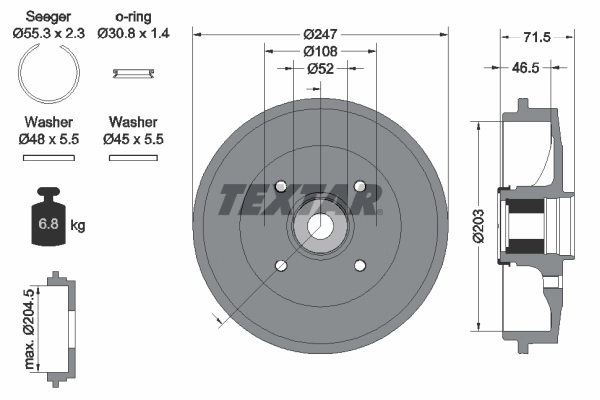 Tambour de frein TEXTAR 94041500