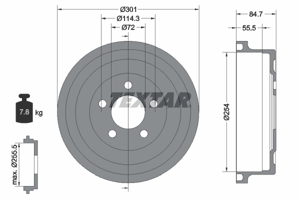 Tambour de frein TEXTAR 94040100