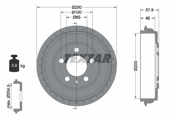 Tambour de frein TEXTAR 94048200