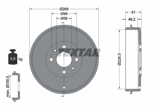Tambour de frein TEXTAR 94014000