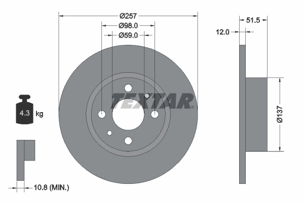 Disque de frein TEXTAR 92034000