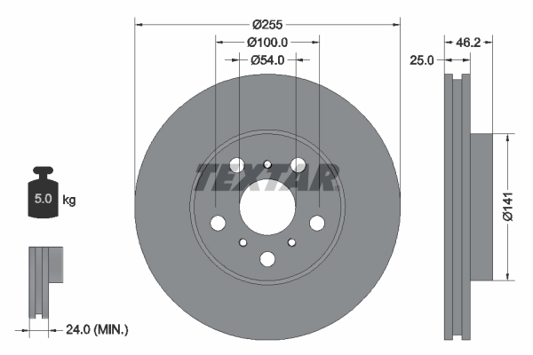 Disque de frein TEXTAR 92094400