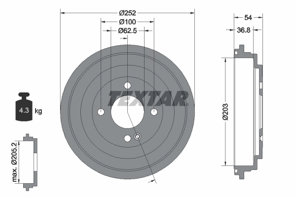Tambour de frein TEXTAR 94046700
