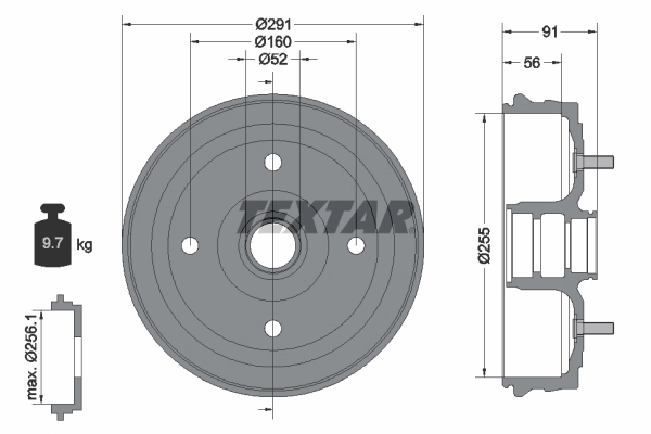 Tambour de frein TEXTAR 94030800
