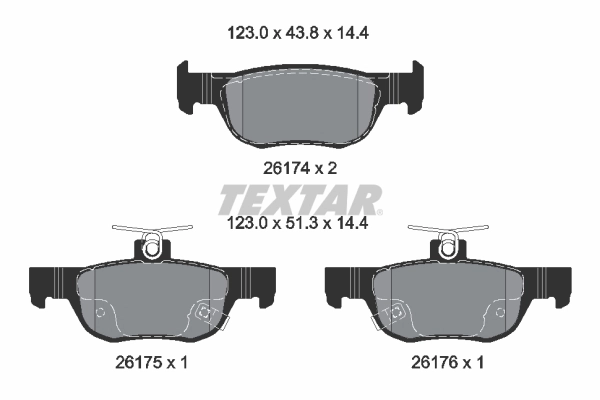 Kit de plaquettes de frein, frein à disque TEXTAR 2617401