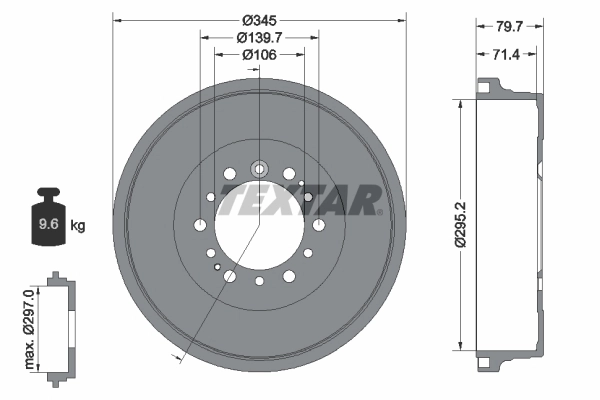 Tambour de frein TEXTAR 94043400