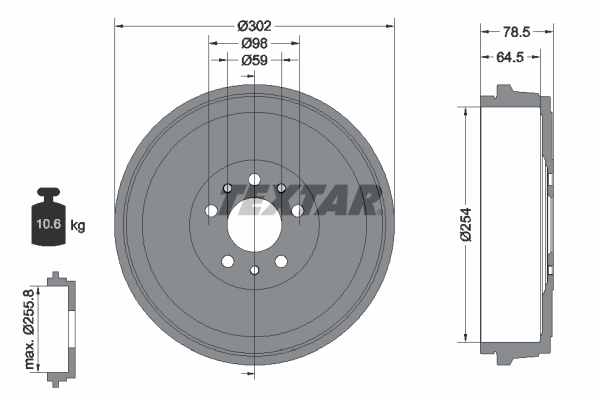 Tambour de frein TEXTAR 94045400