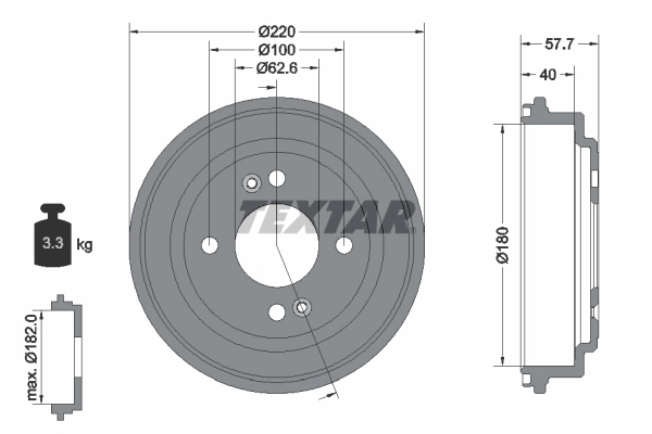 Tambour de frein TEXTAR 94047000