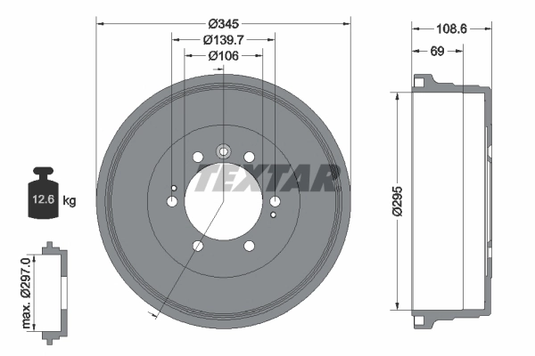 Tambour de frein TEXTAR 94042900