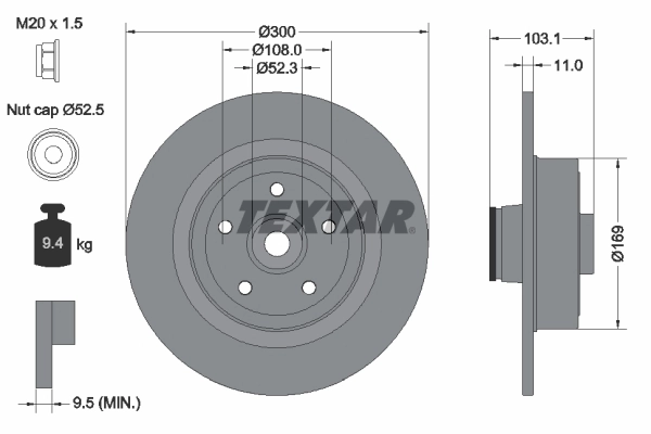 Disque de frein TEXTAR 92239600