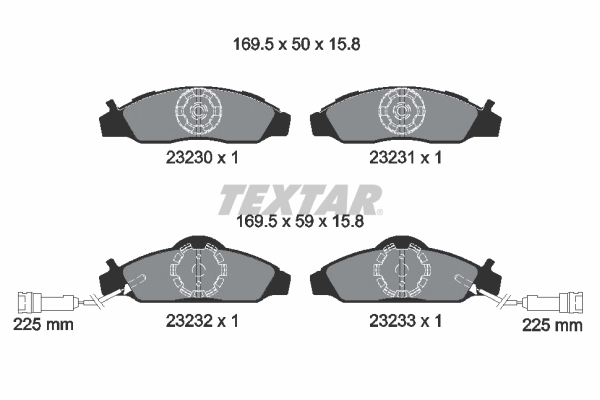 Kit de plaquettes de frein, frein à disque TEXTAR 2323001