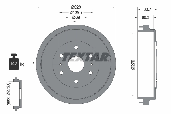 Tambour de frein TEXTAR 94034200