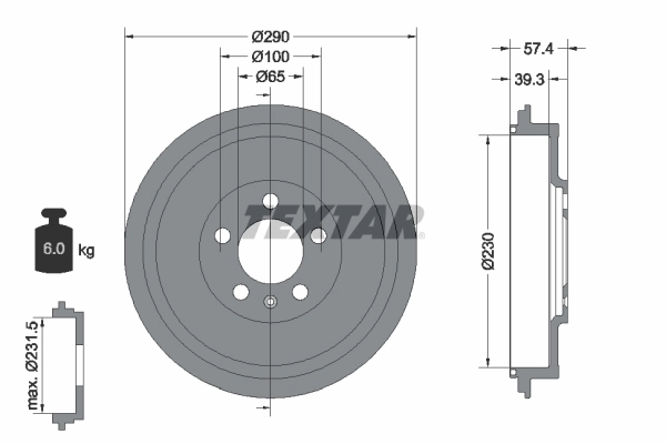 Tambour de frein TEXTAR 94024300