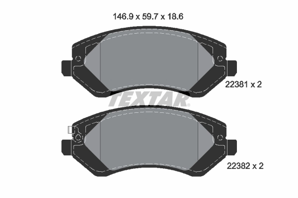 Kit de plaquettes de frein, frein à disque TEXTAR 2238101