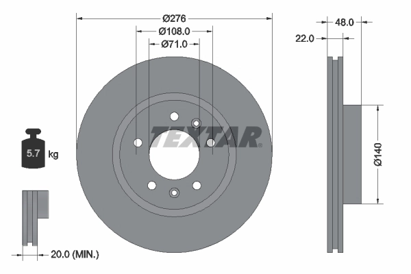 Disque de frein TEXTAR 92054400