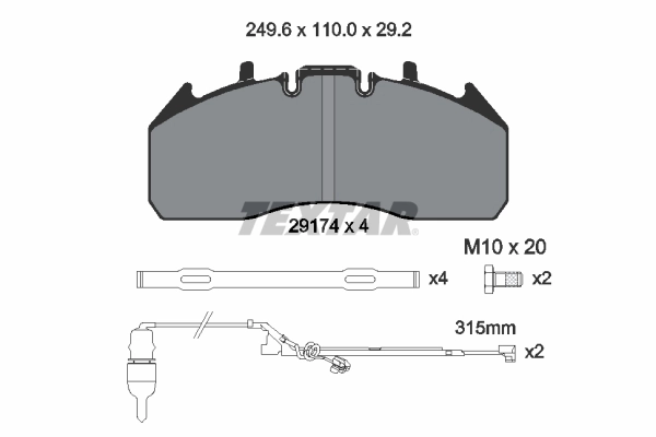 Kit de plaquettes de frein, frein à disque TEXTAR 2917403