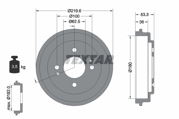 Tambour de frein TEXTAR 94044400