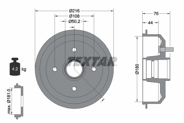 Tambour de frein TEXTAR 94012900