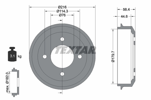 Tambour de frein TEXTAR 94030300