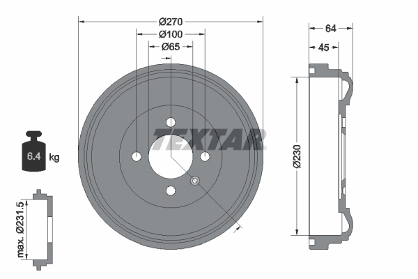 Tambour de frein TEXTAR 94012000