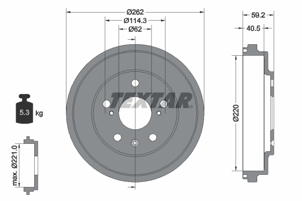 Tambour de frein TEXTAR 94047600