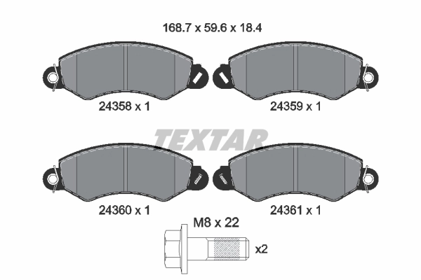 Kit de plaquettes de frein, frein à disque TEXTAR 2435801