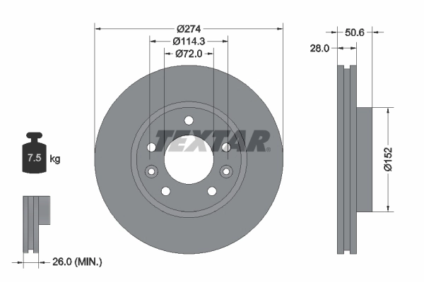 Disque de frein TEXTAR 92174703
