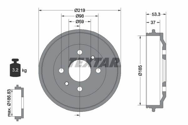 Tambour de frein TEXTAR 94006400