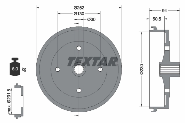Tambour de frein TEXTAR 94004700