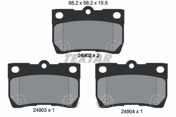 Kit de plaquettes de frein, frein à disque TEXTAR 2490201