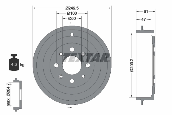 Tambour de frein TEXTAR 94034100