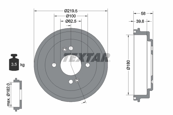 Tambour de frein TEXTAR 94044100