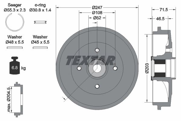 Tambour de frein TEXTAR 94041600