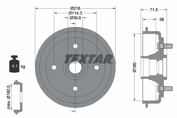 Tambour de frein TEXTAR 94030200
