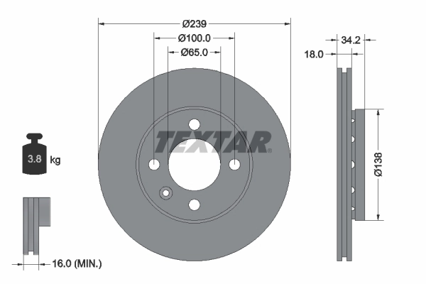 Disque de frein TEXTAR 92072003