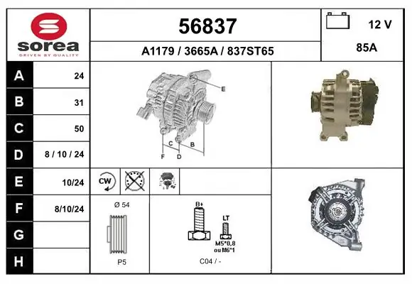 ALTERNATEUR 12V 85AGR.PUNTO-EVO/LINEA 1.4 05-