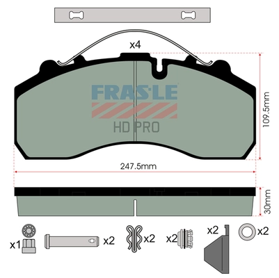 Kit de plaquettes de frein, frein à disque