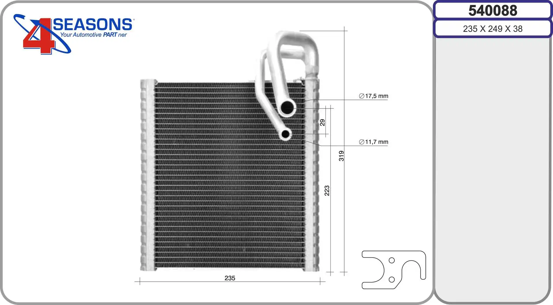 Evaporator, air conditioning