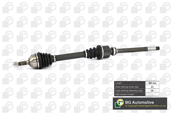 Піввісь BGA DS6714R для Peugeot 206 (передня вісь праворуч)