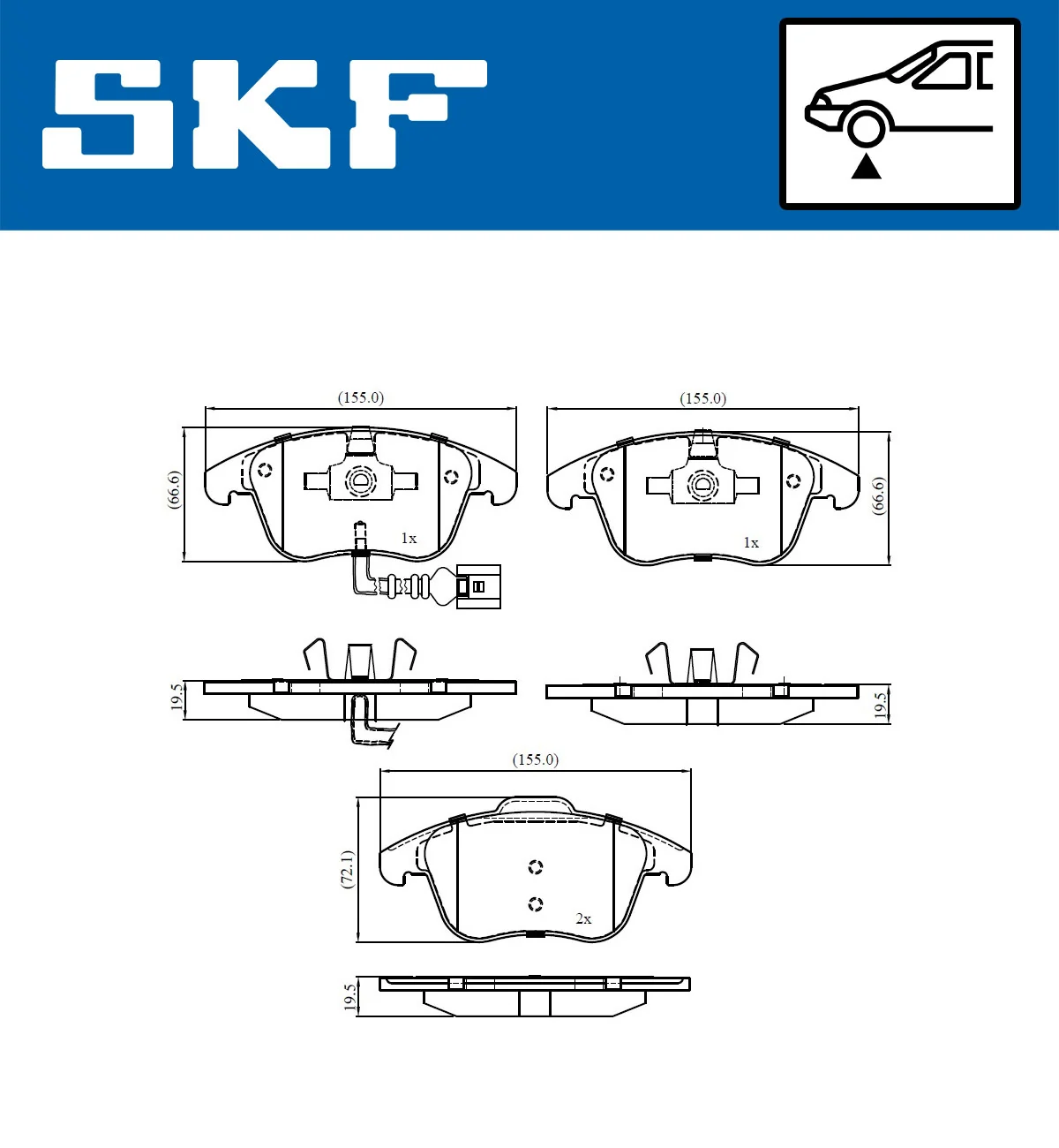 SKF VKBP 80073 E — Колодки гальмівні дискові (комплект 4 шт)